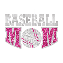 Sparkling Baseball Mom Hotfix Rhinestone Glitter Transfer Design